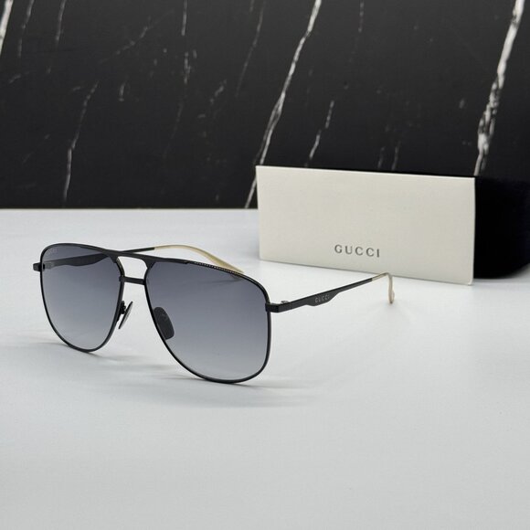 NEW GUCCI GG0336S 002 SUNGLASSES MEN BLACK/GRAY EYEWEAR - Picture 1 of 10